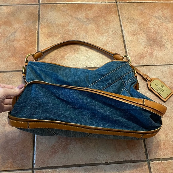 Ralph Lauren Denim Leather Hobo Handbag EXTREMELY RARE❣️ - Picture 4 of 16